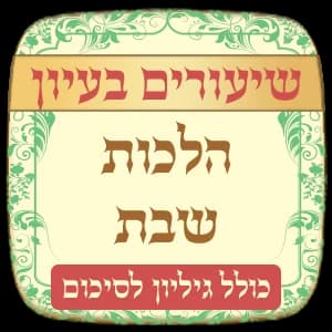 שיעורים הלכות שבת בעיון + גליון סיכום